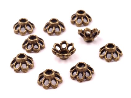 Kaplík kovový 4x7mm květinka 230546 - staromosaz