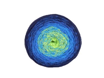 Příze Macrame Cotton Spectrum 1323 - zelenožlutá, odstíny modré