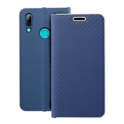 Puzdro LUNA Book Carbon pre HUAWEI P Smart 2019 modré