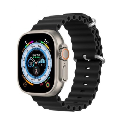 DUX DUCIS Ocean Wave - športový silikónový remienok pre Apple Watch 38/40/41 mm čierny