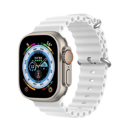 DUX DUCIS Ocean Wave - športový silikónový remienok pre Apple Watch 42/44/45 mm biely