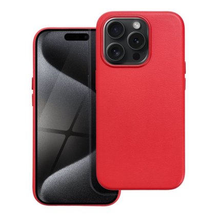 Kožený obal MAG COVER case pre IPHONE 15 Pro červený