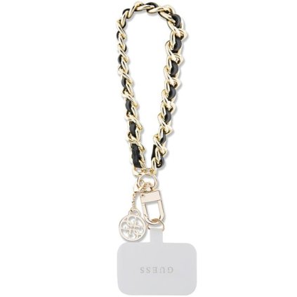 Guess remienok na ruku GUOUCHSAMC4K (remienok s reťazou Saffiano 4G Charm / čierny)