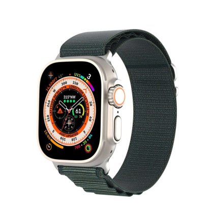 DUX DUCIS GS - tkaný nylonový remienok pre Apple Watch 42/44/45/49 mm, olivový