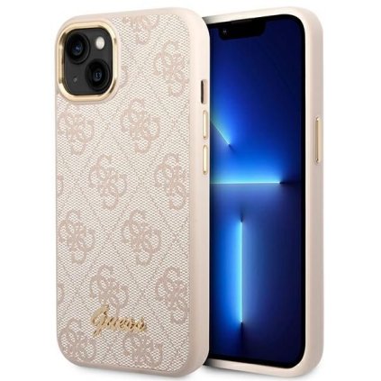 Originálne puzdro GUESS pre IPHONE 13 / 14 / 15 GUHCP14SHG4SHP (4G Vintage zlaté Logo) ružové