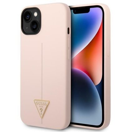 Originálne puzdro GUESS pre IPHONE 13 / 14 / 15 GUHCP14SSLTGP (Silicone Triangle) ružové