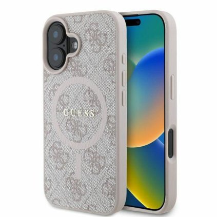 GUESS pre IPHONE 16 s MagSafe GUHMP16SG4GFRP (PU 4G Ring Classic Logo) ružové