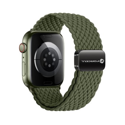 FORCELL F-DESIGN FA02 nylonový magnetický remienok pre APPLE Watch 42 / 44 / 45 / 49 mm tmavo olivovo zelený