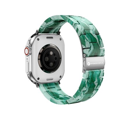 FORCELL F-DESIGN FA04 mramorový remienok s textúrou živice pre hodinky APPLE Watch 42 / 44 / 45 / 49 mm zelený