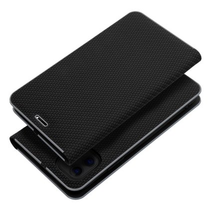 Puzdro LUNA Book Carbon pre IPHONE 16 čierne
