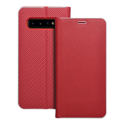 Puzdro LUNA Book Carbon pre SAMSUNG S10  červené