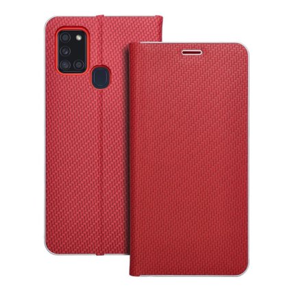 Puzdro LUNA Book Carbon pre SAMSUNG A21s  červené