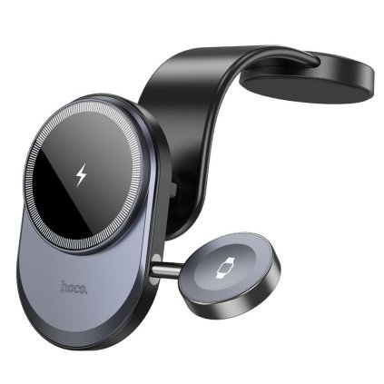 Držiak do auta HOCO s bezdrôtovým nabíjaním 2v1 + Apple Watch 15W HW28 čierny sivý