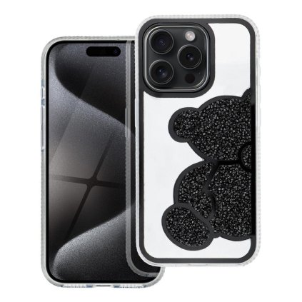 Štýlový kryt TEDDY BEAR pre IPHONE 15 Pro Max čierny