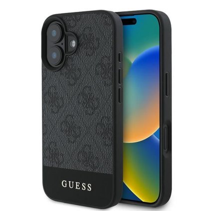 GUESS pre IPHONE 16 GUHCP16SG4GLGR (PC/TPU 4G PU Bottom Stripe) sivé