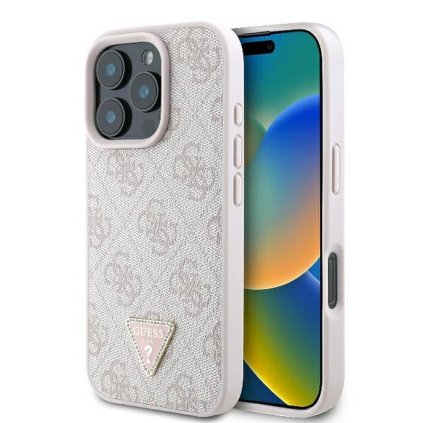 GUESS pre IPHONE 16 Pro GUHCP16LP4TDPP (PU Leather 4G Triangle Strass) ružové
