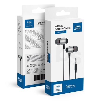 Káblové slúchadlá Blue Star M09, Jack 3,5 mm, 1,2 m, čierne