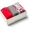 ŠEDO-ČERVENÝ DÁMSKÝ BOX PONOŽEK LOVE - 3 PÁRY ART.133