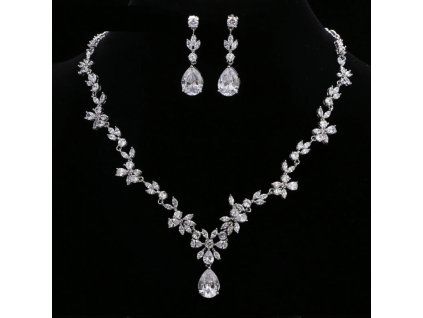 Elegantní souprava Briliant Stone - bílé pozlacení