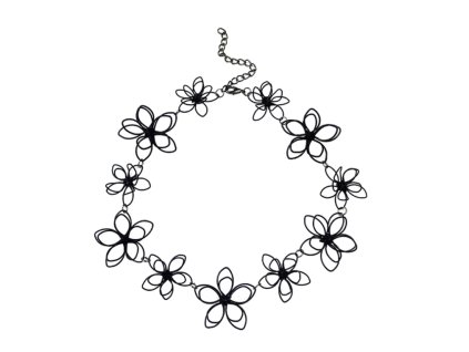 Módní choker náhrdelník Černý květ