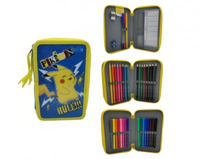 Penál Pokémon Pikachu Rule třípatrový s výbavou Nové