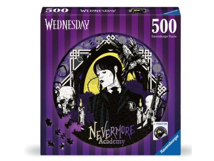 Kruhové puzzle Wednesday Nevermore Academy 500dílků Nové