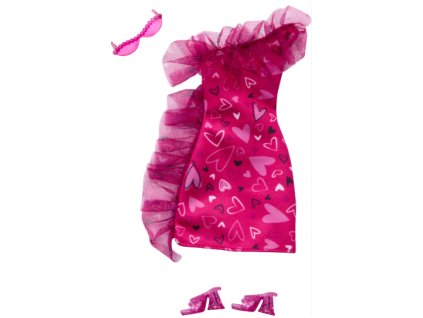 Barbie obleček Růžové šaty se srdíčky Nové