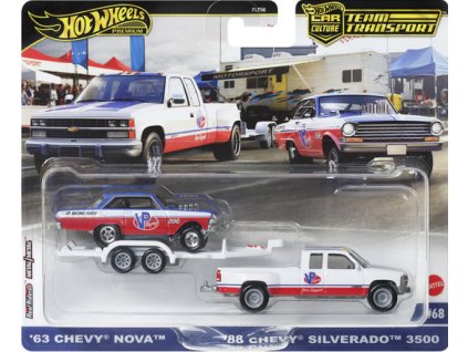 Hot Wheels Premium Car Culture 63 Chevy Nova a 88 Chevy Silverado 3500 Nové