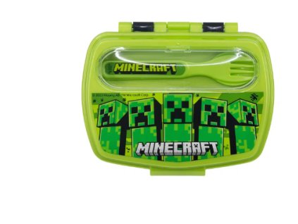 Svačinový box Minecraft Creeper s příborem Nové