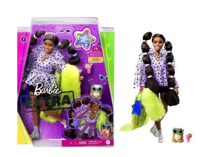 Barbie Extra Dlouhovláska se zeleným boa a mazlíčkem Nové