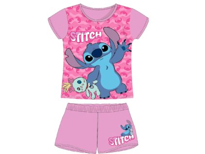 Pyžamo s kraťasy Disney Stitch růžové 98cm Nové
