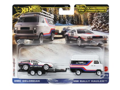 Hot Wheels Premium Car Culture DMC Deloran a HW Rally Hauler Nové