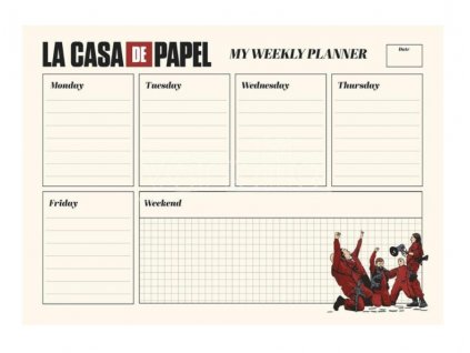 Merch Týdenní plánovač La Casa de Papel Nové