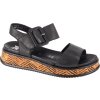 Čierne dámske kožené sandále na platforme Rieker Sandals