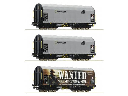 H0 - set 3 vozů s plachtou Shimmns, CAPTRAIN / Roco 76054
