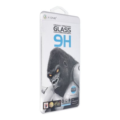 Tvrzené sklo X-ONE Full Cover Extra Strong Crystal Clear - pro Apple iPhone 15 Pro (full glue) černé