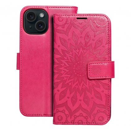 Pouzdro Forcell MEZZO Book APPLE IPHONE 15 mandala purpurové