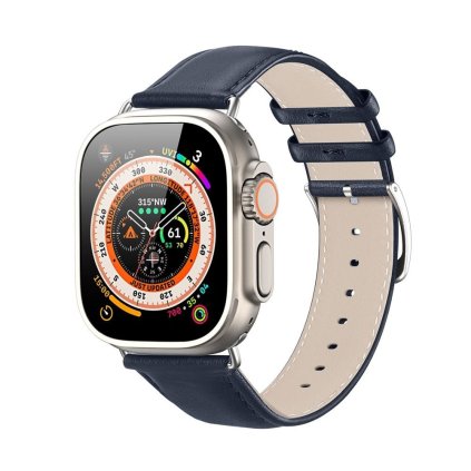 DUX DUCIS YS - Kožený řemínek Apple Watch 38/40/41mm modrý