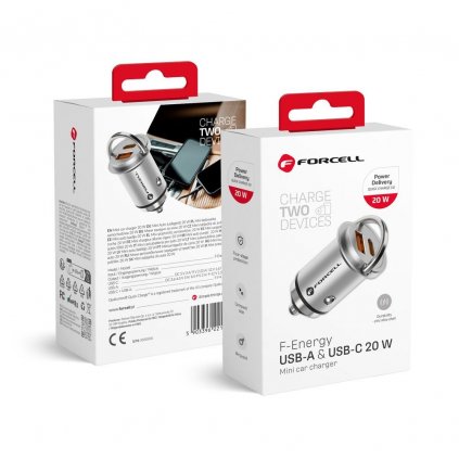 FORCELL F-ENERGY Mini nabíječka do auta typ C PD20W + USB QC3.0