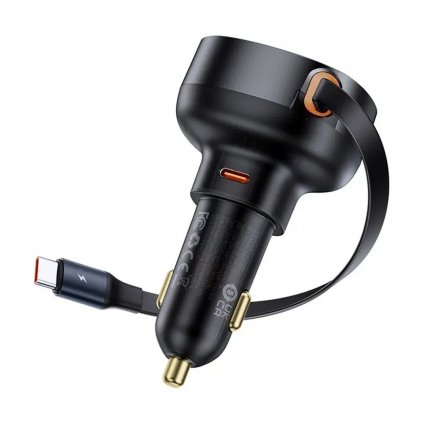 Nabíječka do auta BASEUS typ C + zatahovací kabel typ C PD3.0 QC4.0 3A 60W CCTXP-CCL / C00057802111-01 černá