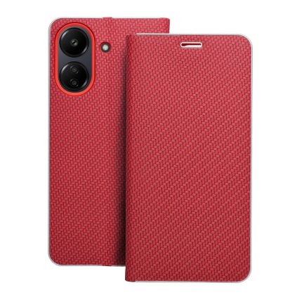 Pouzdro Forcell Luna Carbon XIAOMI Redmi 13C / POCO C65 červené