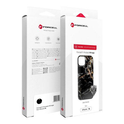 FORCELL F-PROTECT Mirage, Military Drop-Test pouzdro MagSafe pro APPLE IPHONE 16 PLUS black marble