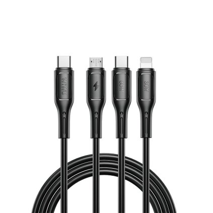 Kabel USB serie Starlink Wi-C046E 3w1 USB C na USB C, Micro USB, Lightning 60W 1m - černý
