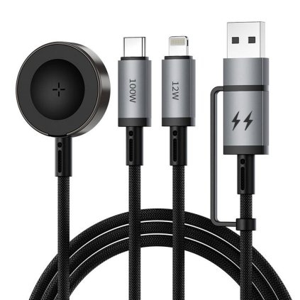 Kabel USB serie Legend Wi-C050 5w1 Fast Charging USB A/USB C na C+L+Wireless 100W - černý