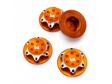 Hliníkové matice kola 17mm oranžové, 4 ks.