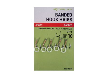 Korum Háčky s Gumičkou Banded Hook Hairs Barbed 5ks