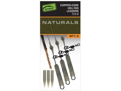 Fox Montáž Edges Naturals Copper Core Heli Rig Leaders 3ks