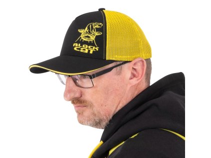 Black Cat Kšiltovka Black and Yellow Trucker Cap