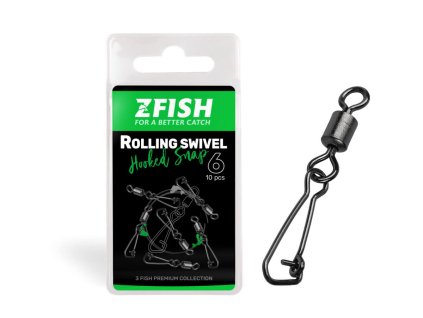Zfish Obratlík S Karabinkou Rolling Swivel a Hooked Snap 10ks