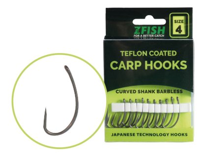 Zfish Teflonové Háčky Curved Shank Barbless 10ks